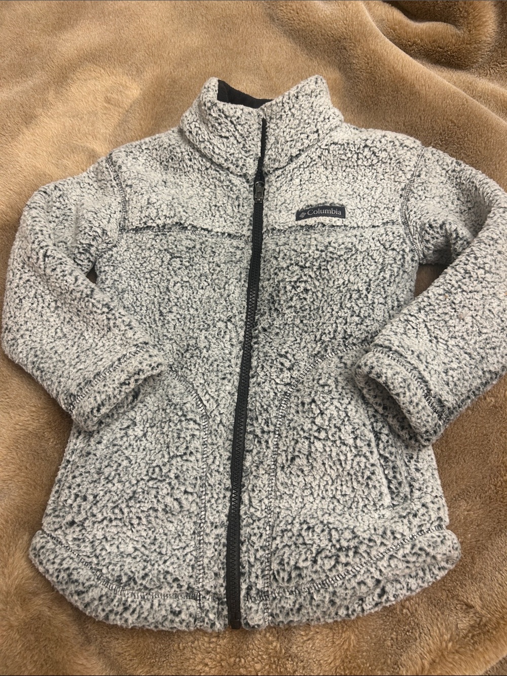 Columbia Heather Gray Sherpa Fleece Zip Jacket 💥